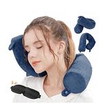 Hxcxrst travel pillow-Twist memory Foam Neck Pillow Support Pillow, used for neck, chin, waist and leg support-suitable for home travel, airplanes, buses, trains，Adjustable, Bendable Roll Pillow