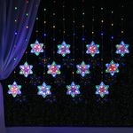 BLOOMWIN Christmas Window Lights 3 x 0.75M Snowflake Curtain Fairy Lights USB Powered with Remote 8 Flashing Modes 204LEDs Xmas Party Wedding Home Bedroom Wall Garden Ornament Decoration