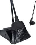 Xifando Broom and Dustpan Combo with Long Handle-Stand Upright Broom and Dustpan Set, Lobby Dust Pan with Wheel Sweep Set for Outdoor Garages Courtyard Sidewalks Decks Indoor Home Kitchen Room Office