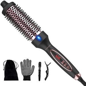 Betahouse Thermal Brush Heated Round Brush Hair Straightening Curling Styling for Blowout Look, Quick Heating Ionic Curling Wand with 9 Heat Temps Hot Curling Iron Brush, Dual Voltage 1.5 Inch