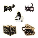 5 Pcs Cute Enamel Pins Set, Gothic Kawaii Cat Backpack Pins, Halloween Aesthetic Badges Buttons, for Women Men DIY Badges Clothing Jacket Bags Presents