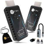 CR4 Wireless HDMI Transmitter & Receiver Extender | 4K In/1080P Out | Plug & Play 5G 100ft | Stream Video Audio from PC, Laptop, and USB-C Phones (iPhone 15 or Newer, Samsung S8+) to Monitor (Black)