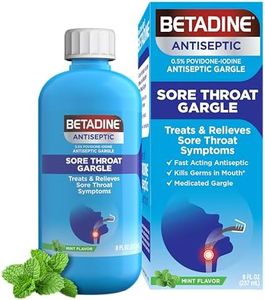 Betadine Antiseptic Medicated Gargle, Povidone-Iodine 0.5%, Treat and Relieve Sore Throat Symptoms, Temporarily Reduces Germs Normally Found in The Mouth, Mint Flavor, 8 FL OZ