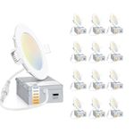 INCARLED 4Inch 6CCT LED Recessed Slim Pot Lights with Junction Box, 2700K 3000K 3500K 4000K 5000K 6000K Color Changeable, 12 Pack 9W 750LM IC Rated Dimmable Ceiling Lighting