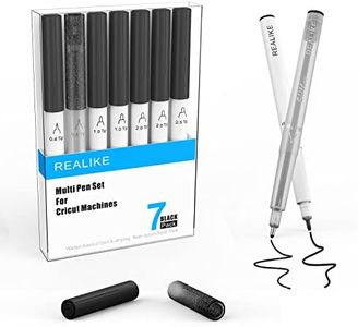 REALIKE Black Pens for Cricut Maker 3/Maker/Explore 3/Air 2/Air Calligraphy Glitter Gel 7 pens Variety tips size 0.4 Fine Point Tip1.0 2.0 2.5 drawing