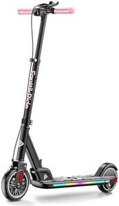 T9 Apex Electric Scooter for Kids 4.3-5.6 ft 200W Motor, LED Colorful Lights with Bluetooth Music Speaker, 7/10/12 MPH Digital Display, Adjustable Height, Foldable E-Scooter for Teens（Pink）