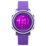 Multifunction Digital LED Quartz Watches Water Resistant Girls Boys Outlook Sports Watch Purple, Purple, Digital,Quartz Watches (A Purple)