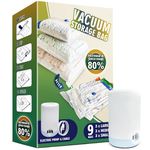 STORAGE MASTER Space Saver Bags for Travel and Home Reusable, 9 Pack Vacuum Storage Bags Save 80% More Storage Space, with Electric Air Pump