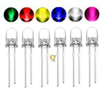 77Q™ Branded 120 Pieces Super Bright Led diode 5mm,White,Green, Red, Yellow, Blue, Pink Clear Transparent Each 20 Pieces Mix -120Pcs 'Led diode 5mm kit' Light emitting Diode