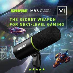 Shure MV6 Gaming Microphone – USB Condenser Mic for Streaming & Podcasting