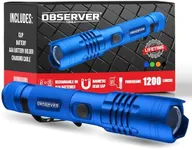 Observer Tools 1200 Lumen LED Flashlight Rechargeable- LED Tactical Flashlight with Power Bank, Dual Power- Lightweight IP67 Waterproof Flashlights for Emergencies Hiking First Responders