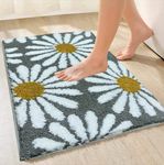 Roseate Flower Super Soft (40x60 cm) Microfiber 2000 GSM Bath Mat Super Absorbent Anti-Skid Door Mats for Home/Bathroom/Bedroom/Kitchen/Floor Mat (Grey) Pack of 1