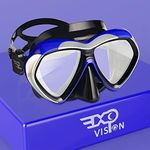 Adult Scuba Diving Mask, Anti-Fog Snorkel Goggles Tempered Glass Swim Mask Goggles with Nose Cover Professional Snorkeling Gear for Diving Snorkeling (Blue)