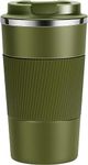 Venti Travel Mug,Insulated Coffee Cup with Leakproof Lid,Vacuum Insulation Stainless Steel Reusable for Hot Cold Coffee, Water and Tea, Thermal Mug with Non-Slip ProtectiveCover, 510ml (Army Green)