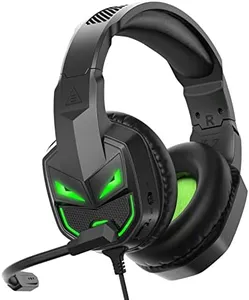 EKSA Fenrir S Gaming Headset for Xbox Series X/S, Xbox One, PS5, PS4, PC, Switch - Noise Cancelling Microphone, Comfortable Ear Pads, 50 mm Drivers, RGB Light, One Key Control - Birthday Gift