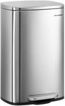SONGMICS 13 Gallon (50 L) Trash Can, Stainless Steel Kitchen Garbage Can, Recycling or Waste Bin, Soft Close, Step-On Pedal, Removable Inner Bucket, Silver ULTB050E01