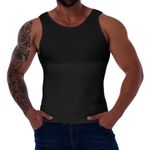 Gleefeat Mens Shapewear Slimming Body Shaper Compression Shirt Tummy Control Undershirt Abdomen Gynecomastia Tank Top Vest Black