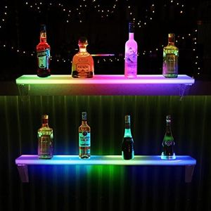 Lavoker Led Lliquor Bottle Display Shelf Wall Mounted Lighted Bar Shelves with Remote&APP Control 40 Inch Led Floating Shelves for Home Commercial Bar