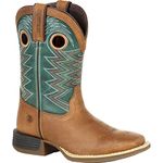 Durango Kids' Lil' Rebel Pro Western Boot, Wheat/Tidal Teal - 4 Big Kid