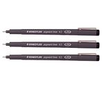 Staedtler 0.2 mm Pigment Liner Fineliner Sketching Drawing Drafting Pens Pack of 3