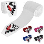 Boxing Hand Wraps Martial Arts Bandages Inner Gloves Punching MMA 2.5 3.5 4.5 Meter Wrist Support Straps Elasticated Training Bag Combat Sports under Hand Knuckles Protection Mitts (2.5 M, White)