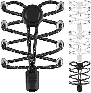 AMLY 4 Pairs of Elastic No Tie Shoelaces, Upgraded Lock, Reflective Shoe Laces for Kids and Adults Size: 4 pairs