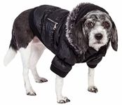 PET LIFE Classic Metallic Fashion Pet Dog Coat Jacket Parka w/ 3M Insulation and Removable Hood, X-Small, Metallic Black