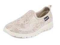 Aerosoft Ladies Ballerina Stretch 20 Non-Slip Light Soft Stretchy (Beige Flower, UK Footwear Size System, Adult, Woman, Numeric, Medium, 7)