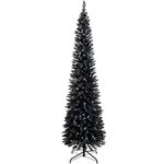 WeRChristmas Pre-Lit Pencil Christmas Tree with 180 LED Lights, 6.5 feet/1.95 m - 25 x 25 x 213 cm, Black