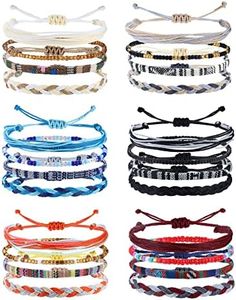 Florideco 24 Pcs Boho Surfer Bracelet Anklet Adjustable Beaded Anklets Handmade Braided Bracelet Colorful Anklet Summer String Rope Ankle Bracelets Waterproof Surfer Beach Bracelet Boho Jewelry for