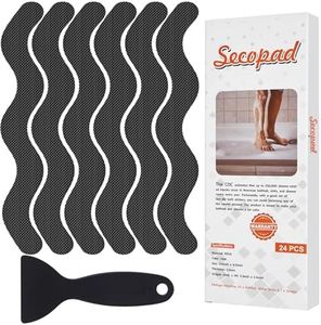 Secopad Patented Anti Slip Shower Stickers 24 PCS Safety Bathtub Strips Adhesive Decals with Premium Scraper for Bath Tub Shower Stairs Ladders Boats (Black)