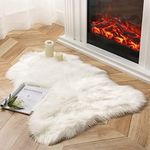 Ashler Faux Fur Rug, Fluffy Shaggy Area Rug Ultra Soft 2.3 x 3.3 Feet Sheepskin Fur Rug, White Fuzzy Rug Machine Washable Shag Rug, Nursery Decor Throw Rugs for Bedroom, Kids Room, Living Room