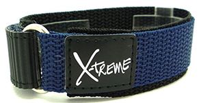 X-Treme New 20mm Tough Secure Hook & Loop Nylon Watch Band Strap Gents Men's with Ring End - Dark Blue