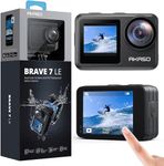 AKASO Brave 7 LE Dual Display 4K 30FPS 20MP WiFi Action Camera with Touch Screen Vlog Camera EIS 2.0 Remote Control 131 Feet Underwater Camera with 2X 1350mAh Batteries