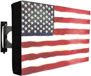 Outdoor TV Cover 60 to 65 Inches American Stars Stripe Flag Weatherproof & Waterproof 360 Degrees Protection 600D Heavy Duty Fabric Outdoor TV Enclosure TV Display TV Screen Protectors for Outside