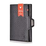 DONBOLSO Wallet NextGen I Modern Slim Wallet Without Coin Pocket I Trifold Purse with RFID Protection I up to 11 Cards I Genuine Leather Credit Card Holder for Men and Women I Black Grained Nappa