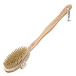 Hydrea London Body Brush Back Scrubber - Shower Brush with Long Handle 100% Natural Bristle, Dry Skin Brush, Exfoliating Cellulite Brush - FSC® Certified Beechwood.