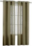 Natural Linen Blend Textured Grommet Window Curtain Panels for Kitchen Living Room Bedroom Farmhouse Window Treatment Drapes, 37 x 54 Inch, 2 Panels