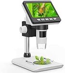 LCD Digital Microscope, SKYBASIC 4.3 inch 50X-1000X Magnification Zoom HD 2 Megapixels Compound 2600 mAh Battery USB Microscope 8 Adjustable LED Light Video Camera Microscope with 32G TF Card