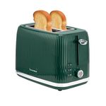 Innoteck Kitchen Pro 2 Slice Toaster - Green Ridged Textured Body and Stainless-Steel Mechanism - 7 browning controls Including Defrost, Reheat & Cancel Functions - Making the Toast Quickly & Evenly