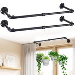 Plant Hanger Indoor, 34.2in Strong Load-Bearing Hanging Plant Holder, Window Plant Rod Black Metal Bar for Wall Ceiling Decor Shelves, 2 Pcs(Pot Chain & Plant Not Included)