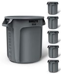 Rubbermaid FG261000GRAY Brute Round Container, 37.9 L, Grey (Pack of 6)