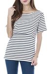 Smallshow Nursing Tops Women’s Maternity Short Sleeve Shirts Maternity Breastfeeding Clothes,White Stripe,M