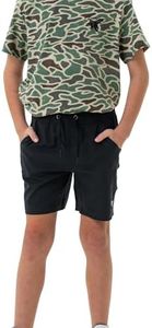Burlebo Youth Athletic Short - Heather Black - Retro Duck Camo Liner