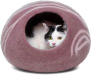 MEOWFIA Premium Felt Cat Bed Cave- Handmade 100% Merino Wool Bed for Cats and Kittens (Light Shades) (Large, Rose Gold)