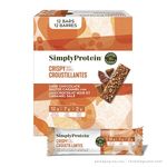 Simply Protein - Dark Chocolate Salted Caramel Crispy Bars - Plant Based Protein Bars - Low Carb, Low Sugar, High Fibre - 12g Protein, 2g Sugar, 7g Fibre - Vegan, Gluten Free, Non GMO, Kosher, 12 Bars