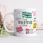 DAYS Ceramic The Bestie Mug, My Sidekick, My Happy Place, My Partner In Crime, My Soul Sister, Best Friend Birthday Gift, For Her, 330 ML,White