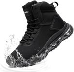 KEFUWU Men's Waterproof Work Tactical Boots Side Zipper Hiking Combat Military Boots Non Slip Lightweight 6 Inches (Men 11.5,Black)