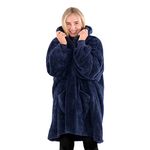 Snug Rug Wearable Blanket Hoodie Sherpa Fleece Adults Size Hooded Hoody Unisex (Navy)