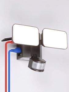 LEONLITE 28W LED Security Light with GFCI Outlets, Motion Sensor & Dusk to Dawn Flood Lights Outdoor, Adjustable 2-Head, Wet Location, 5000K Daylight, ETL Listed, Bronze